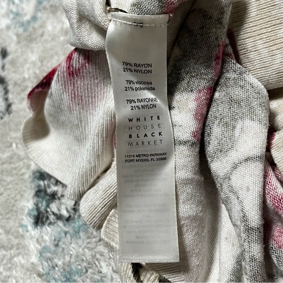 L White House Black Market Floral Rose Knit Cardigan Button Down Sweater - Picture 4 of 7